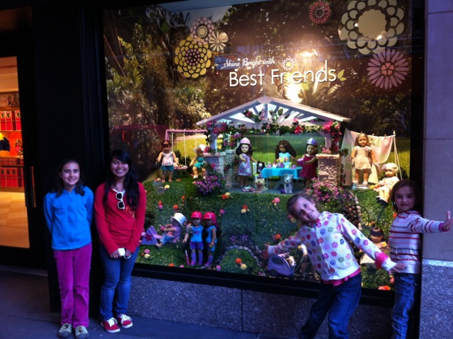 In front of the American Girl store in NYC.