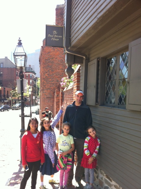 Outside Paul Revere's house in Boston.