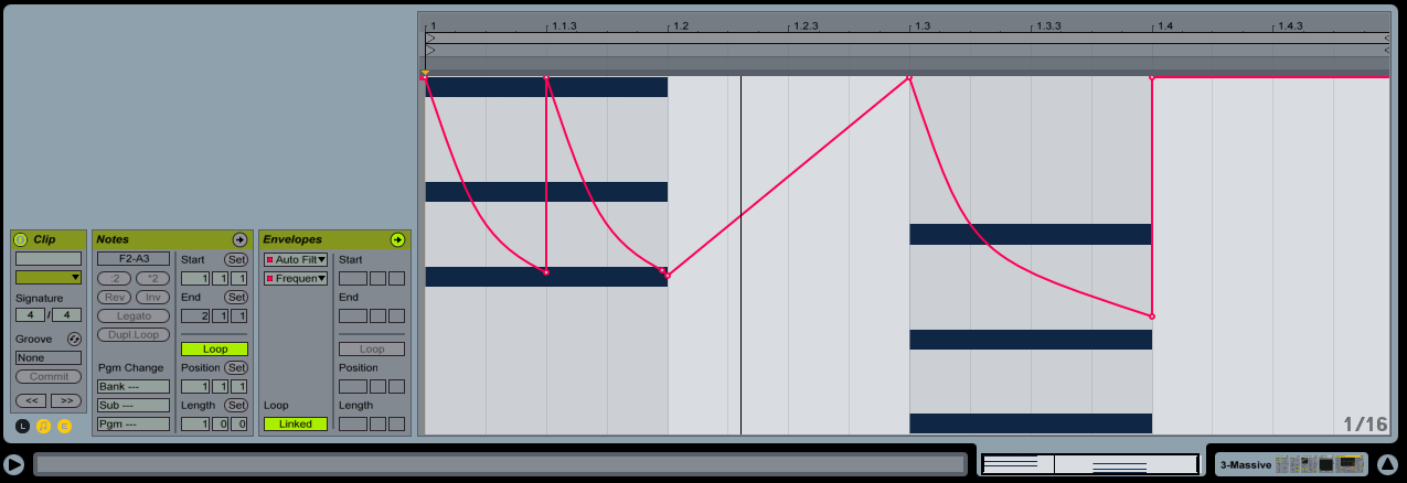 Automation is used in this case to add a rhythmic LP filter sweep to a pad sound.