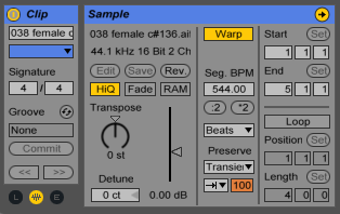 Half the length of your audio clip using the :2 button. Double it by pressing the *2 button.