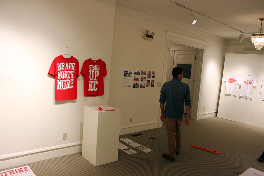  jared horman helping with exhibit setup. 