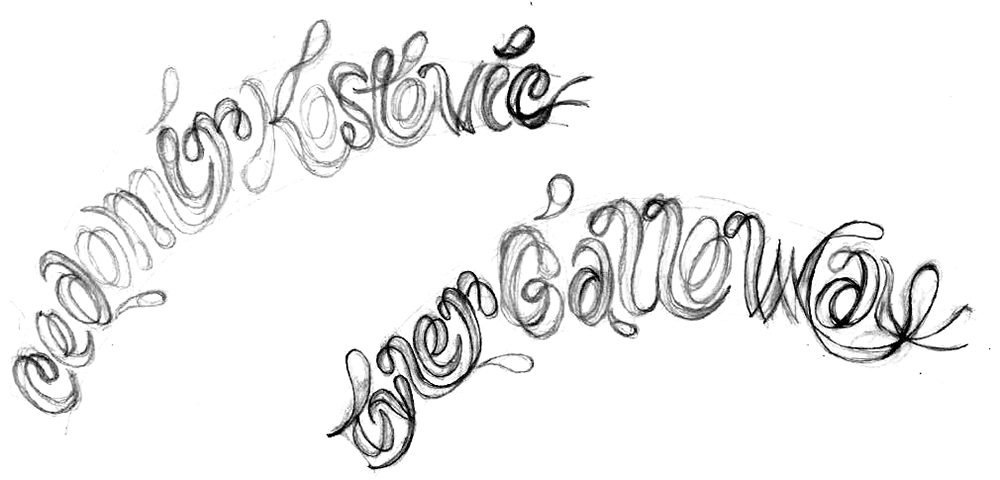 initial pencil sketches for lettering