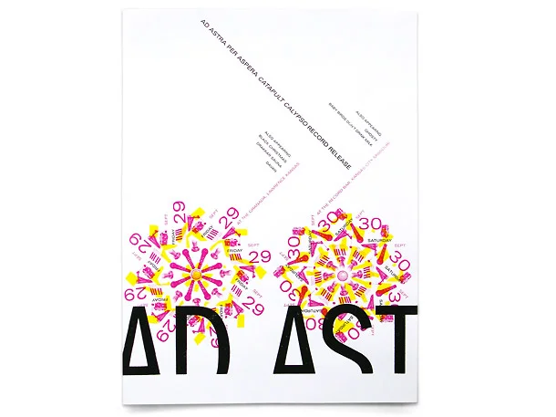  ad astra per aspera "catapult calypso" album release poster  3 color silkscreen, 18" x 24" 