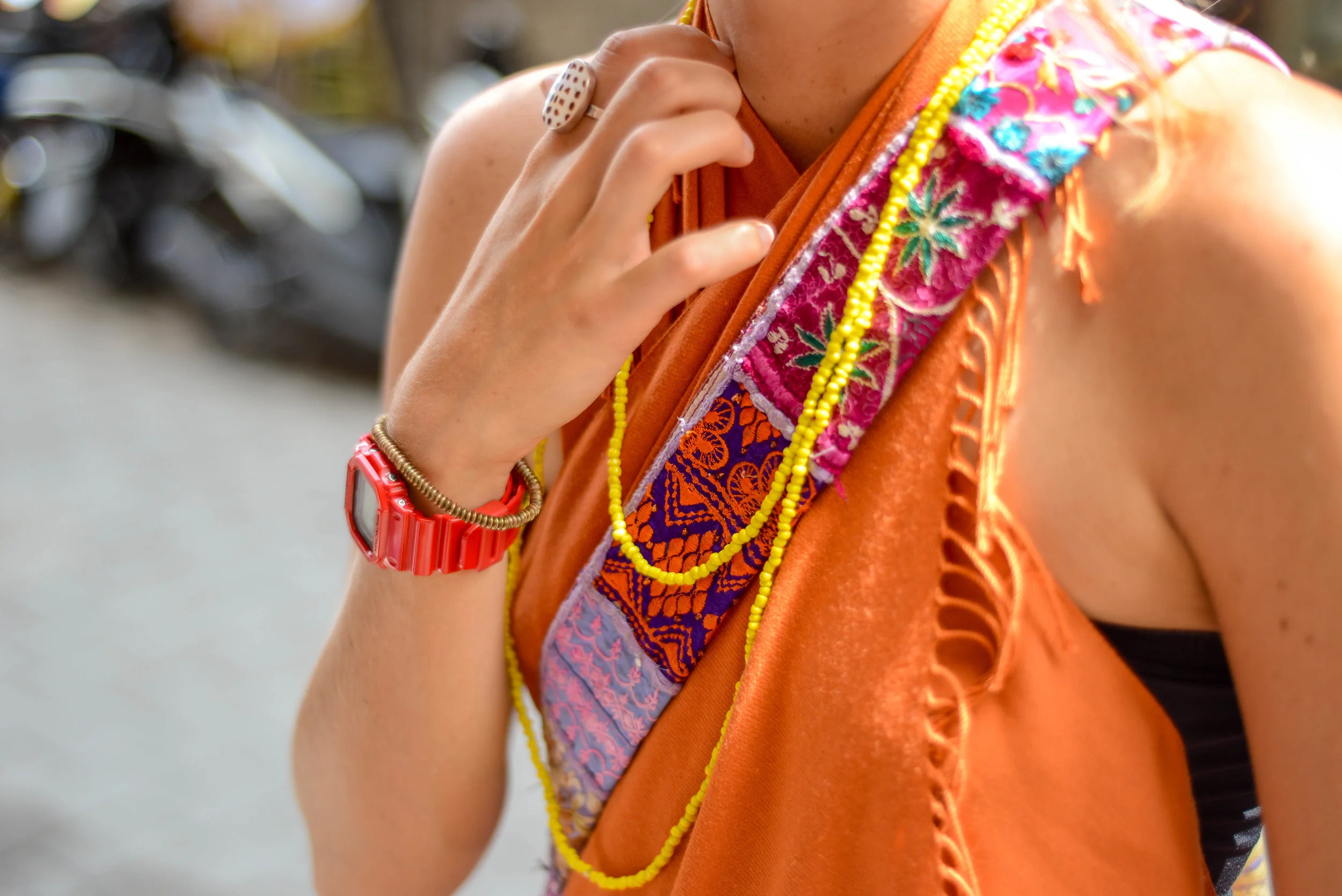 Jess's colourful combo.