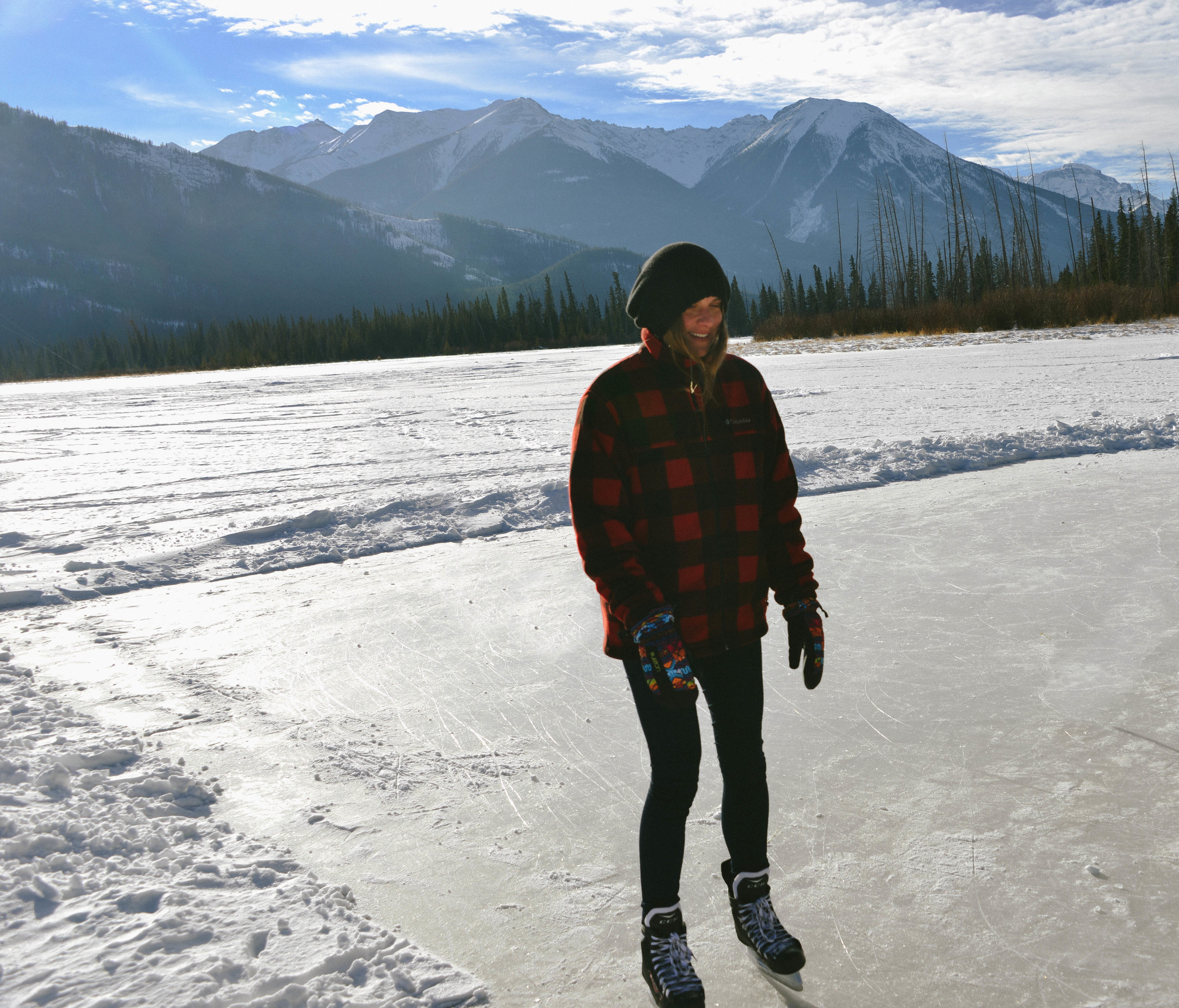 Jess's first time skating on a frozen lake. 