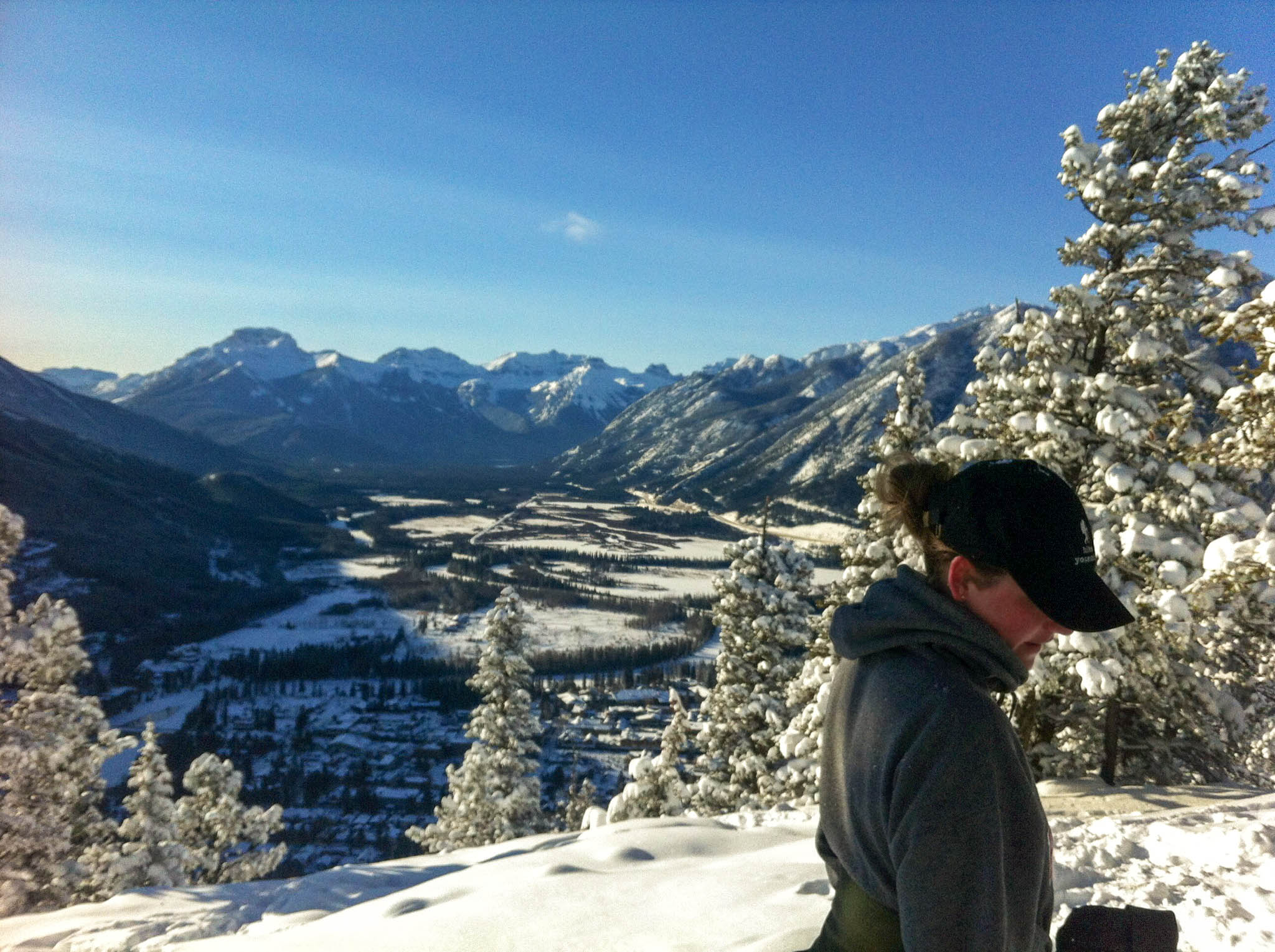 The view of Banff from the top of Tunnel Mountain.