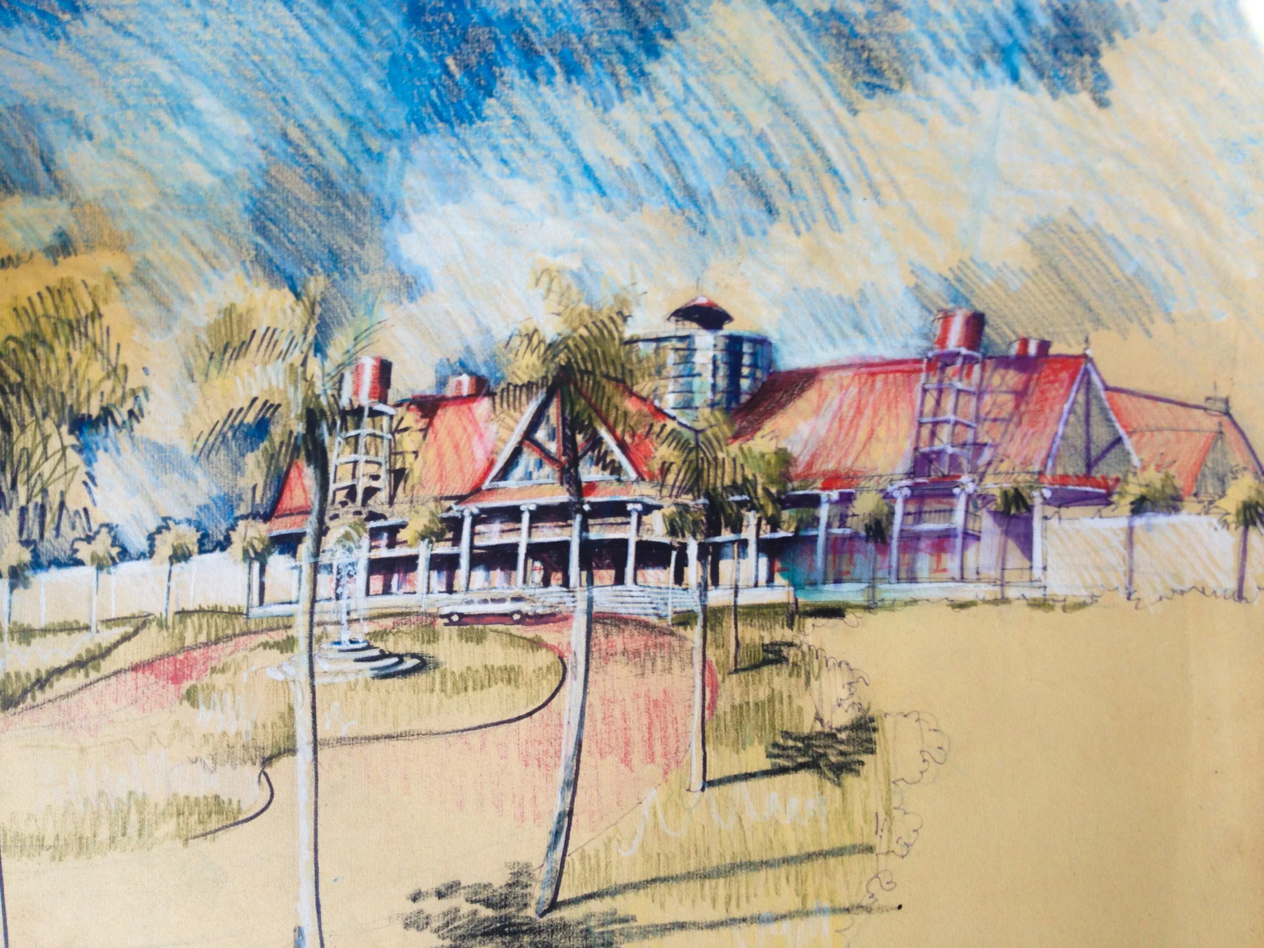  House for Sir Joh Bjelke-Peterson complete with peanut shaped column capitals and driveway and ample parking for D9 dozers in the garage. 1983, QIT School of Architecture 