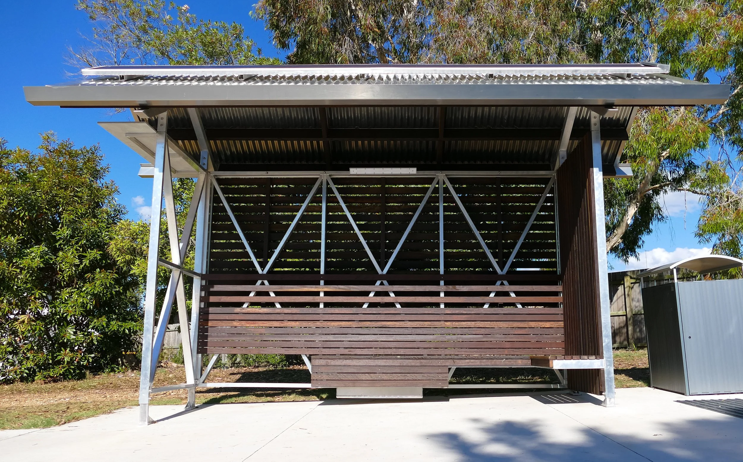  The design for the rural variant shelter incorporates an elegant gable roof 
