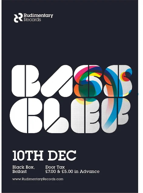 Event poster for an album release by Black Box, held at Rudimentary Records, Belfast, on December 10th. Tickets ÂŁ7 in advance, ÂŁ5 on the door.