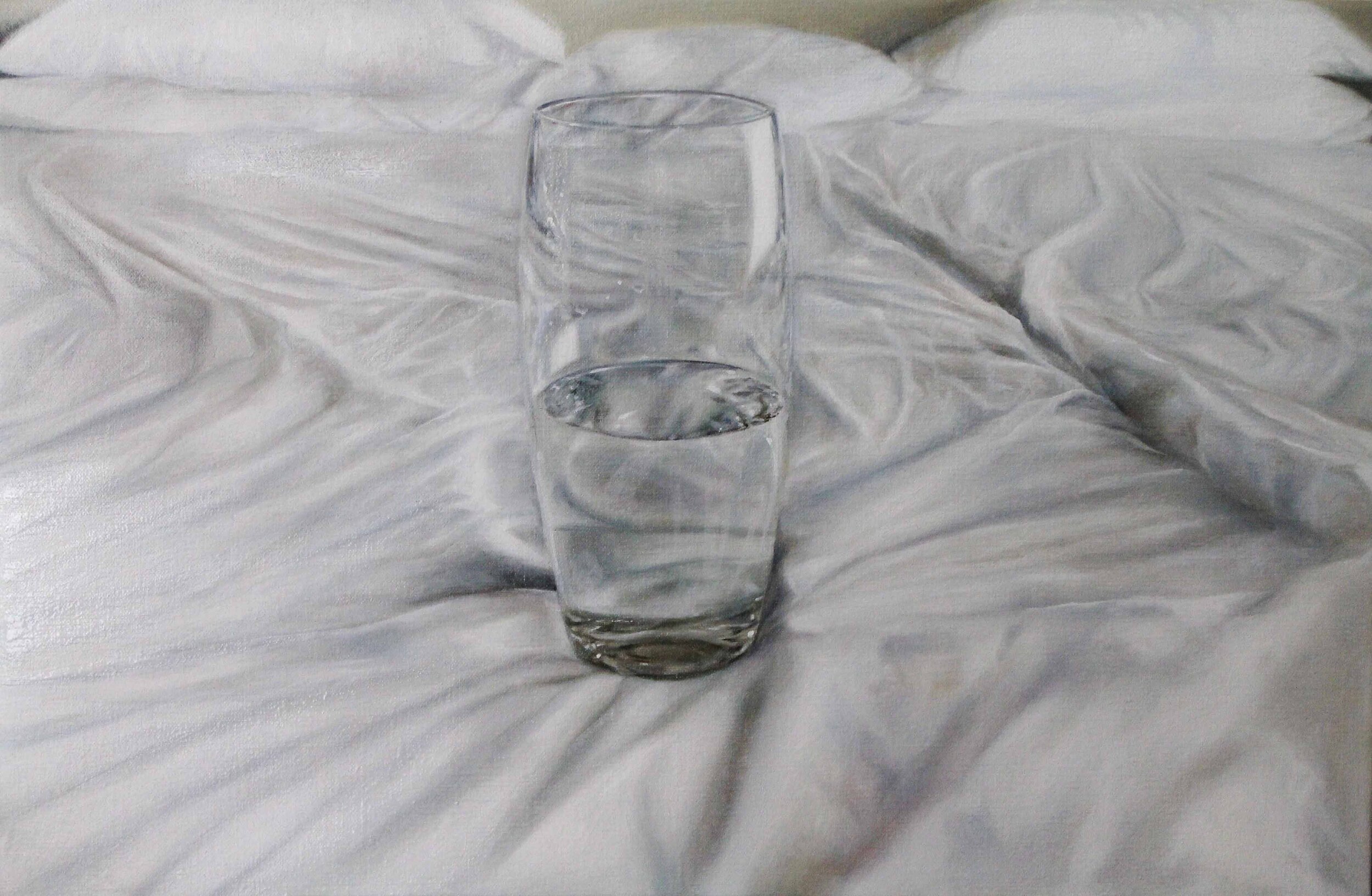 Glass of Water Left on Bed, 14"x9"