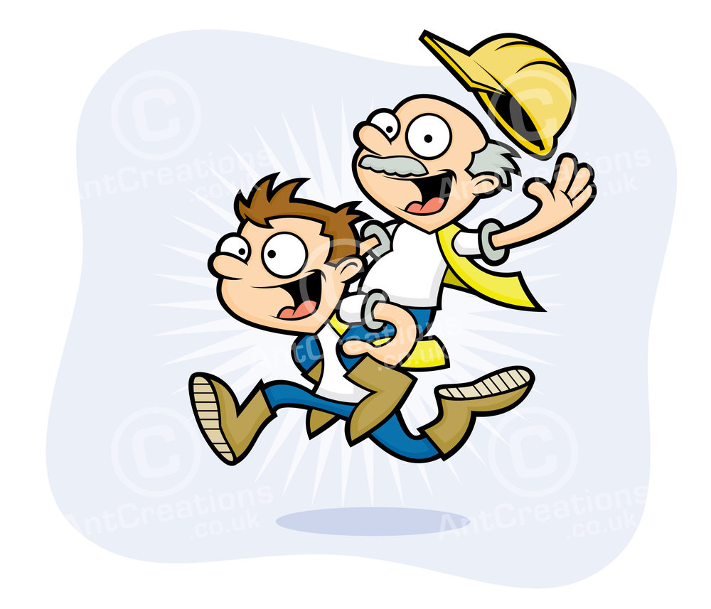 Health and Safety Workmen Playing — Vector Illustrator | Cartoons |  Characters | Graphic Designer