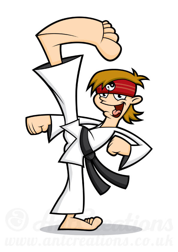 Karate Kid Martial Arts High Kick Cartoon — Vector Illustrator | Cartoons |  Characters | Graphic Designer