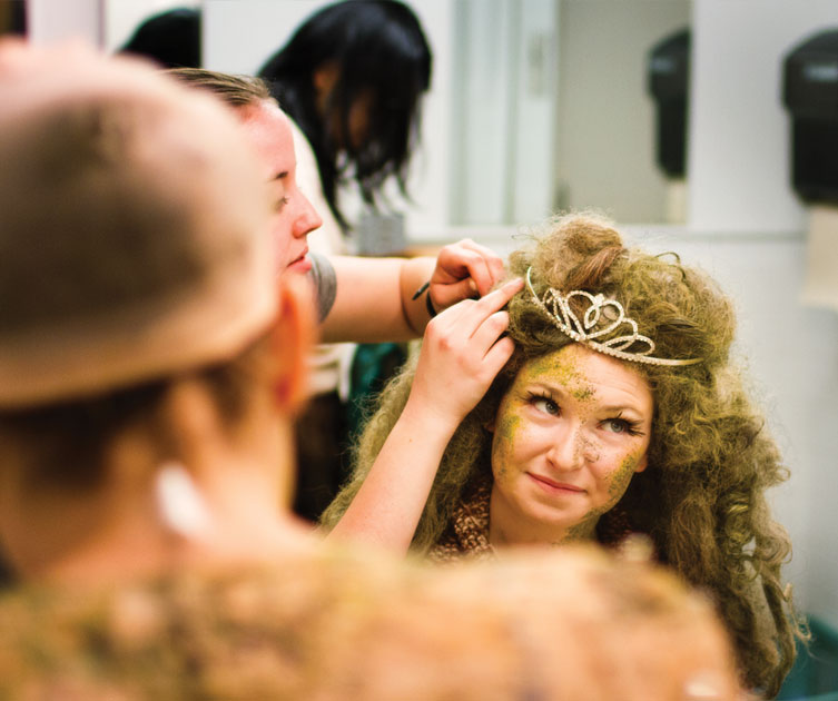 Backstage for East o' West o' a musical by Michelle Rodriguez