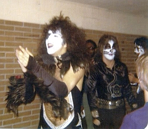 Another pic given to me by David Reiser of Kiss walking the halls of Cadillac High School.