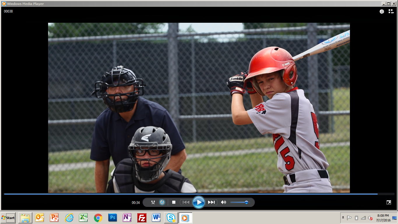 Colin's son at bat.