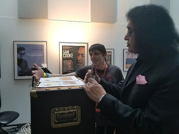 Presenting Gene with some of my Pencil Storm articles.