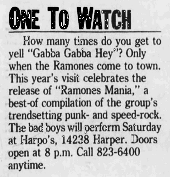 Ramones - Detroit 1988