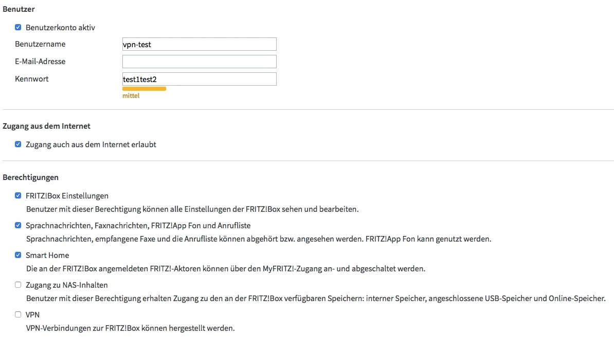 Der Haken bei “Smart Home” und bei Sprachnachrichten lässt sich nicht deaktivieren. Ein Nutzer, der Einstellungen vornehmen können soll, hat auch Einsicht in die beiden anderen Optionen!