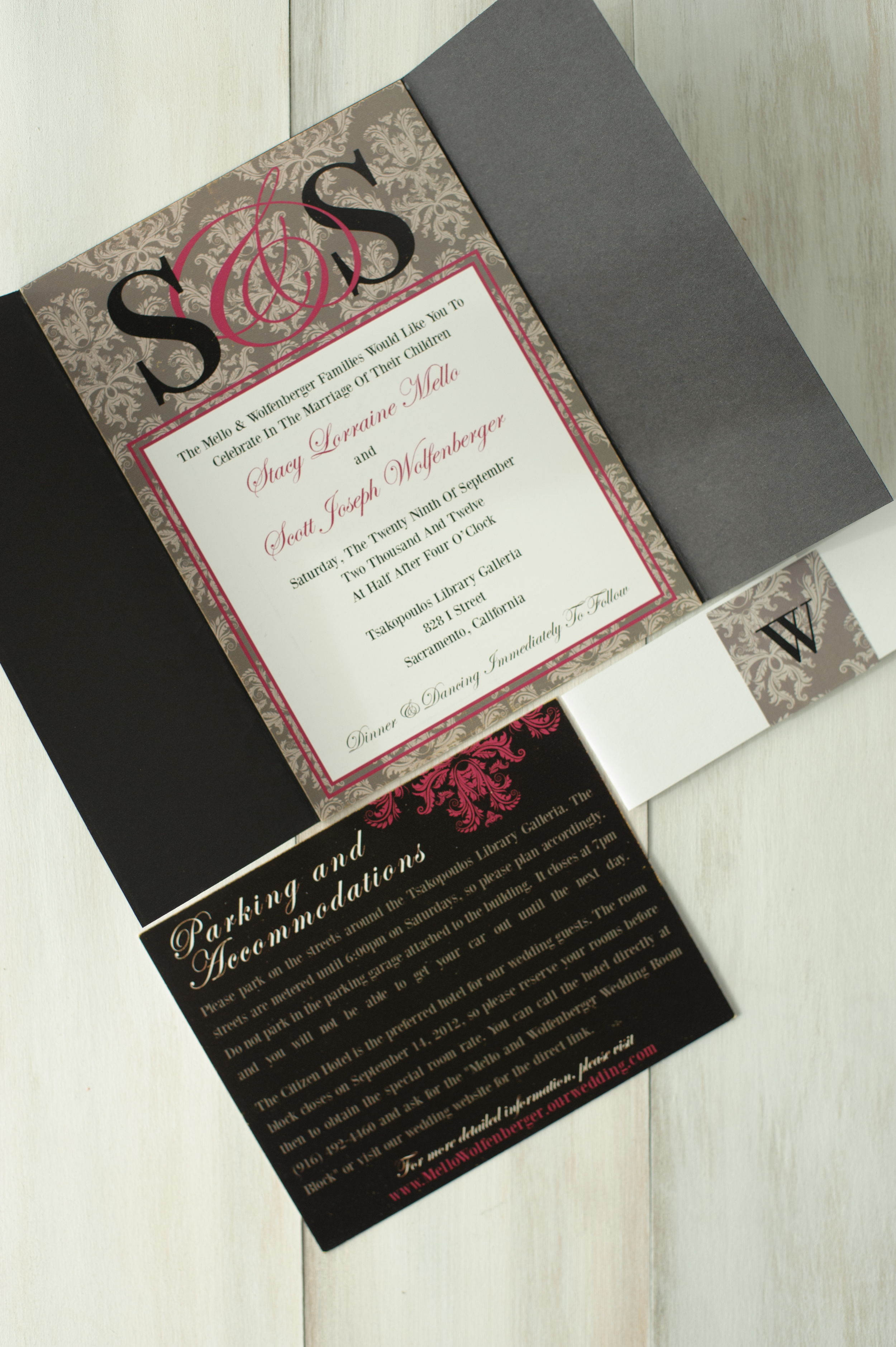 Custom Damask Wedding Invitation Set