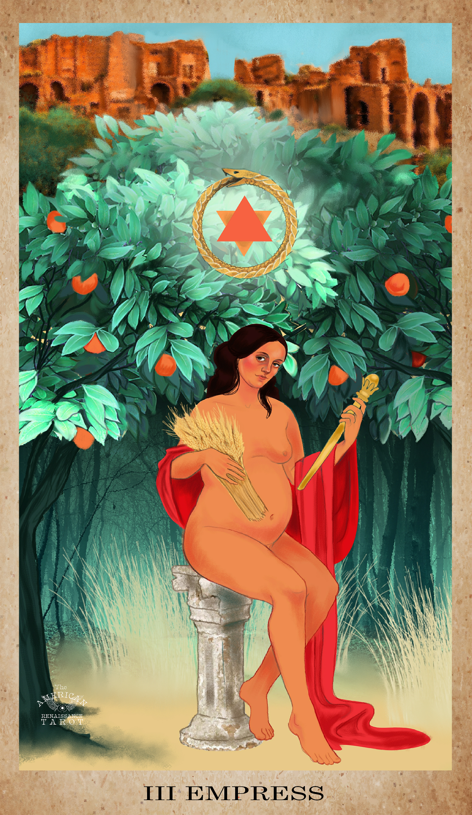 Venus as the EMPRESS in all her Taurean splendor in The American Renaissance Tarot .