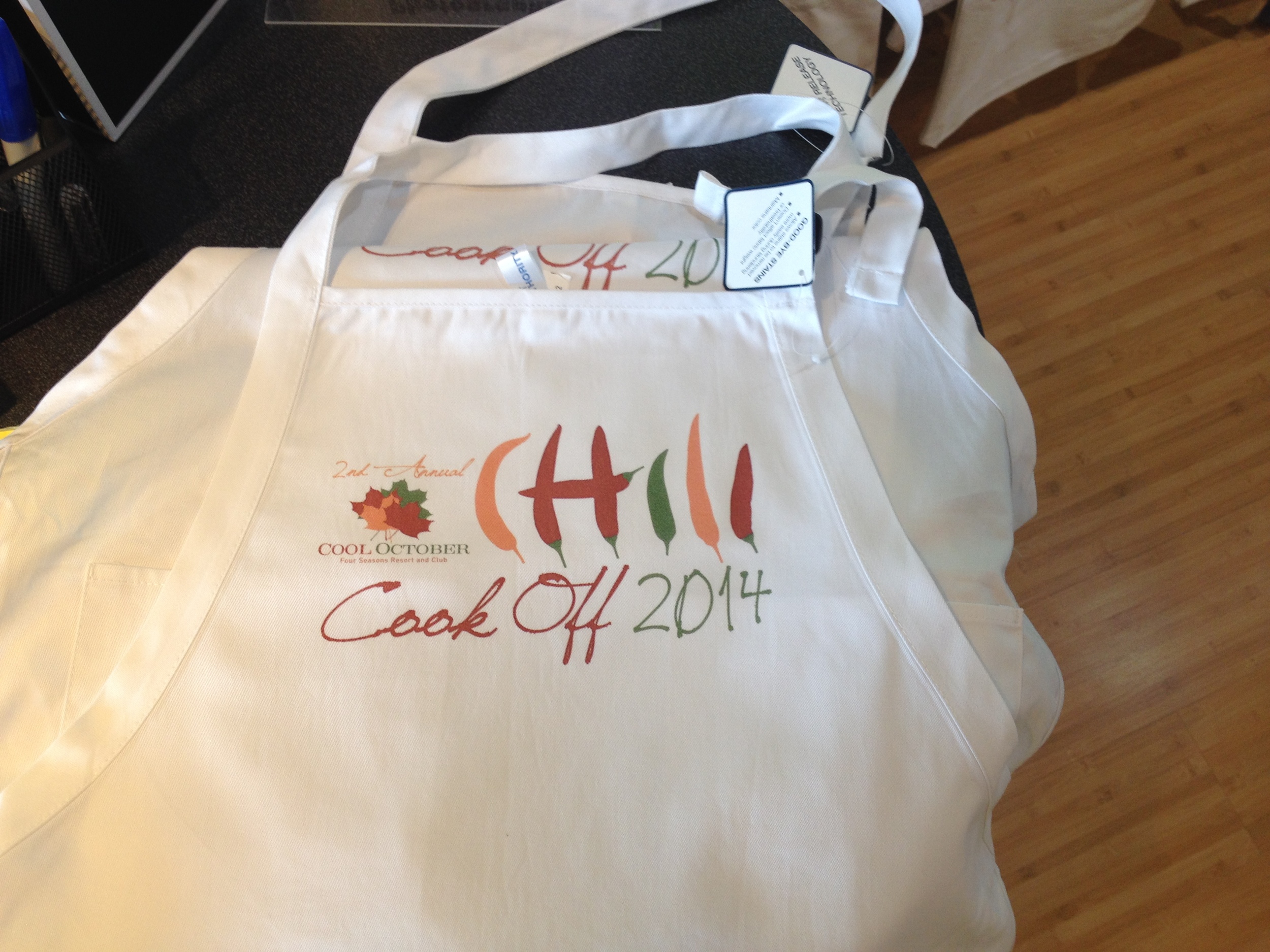 Aprons printed for the Sports Club at Four Seasons Resort using DTG technology