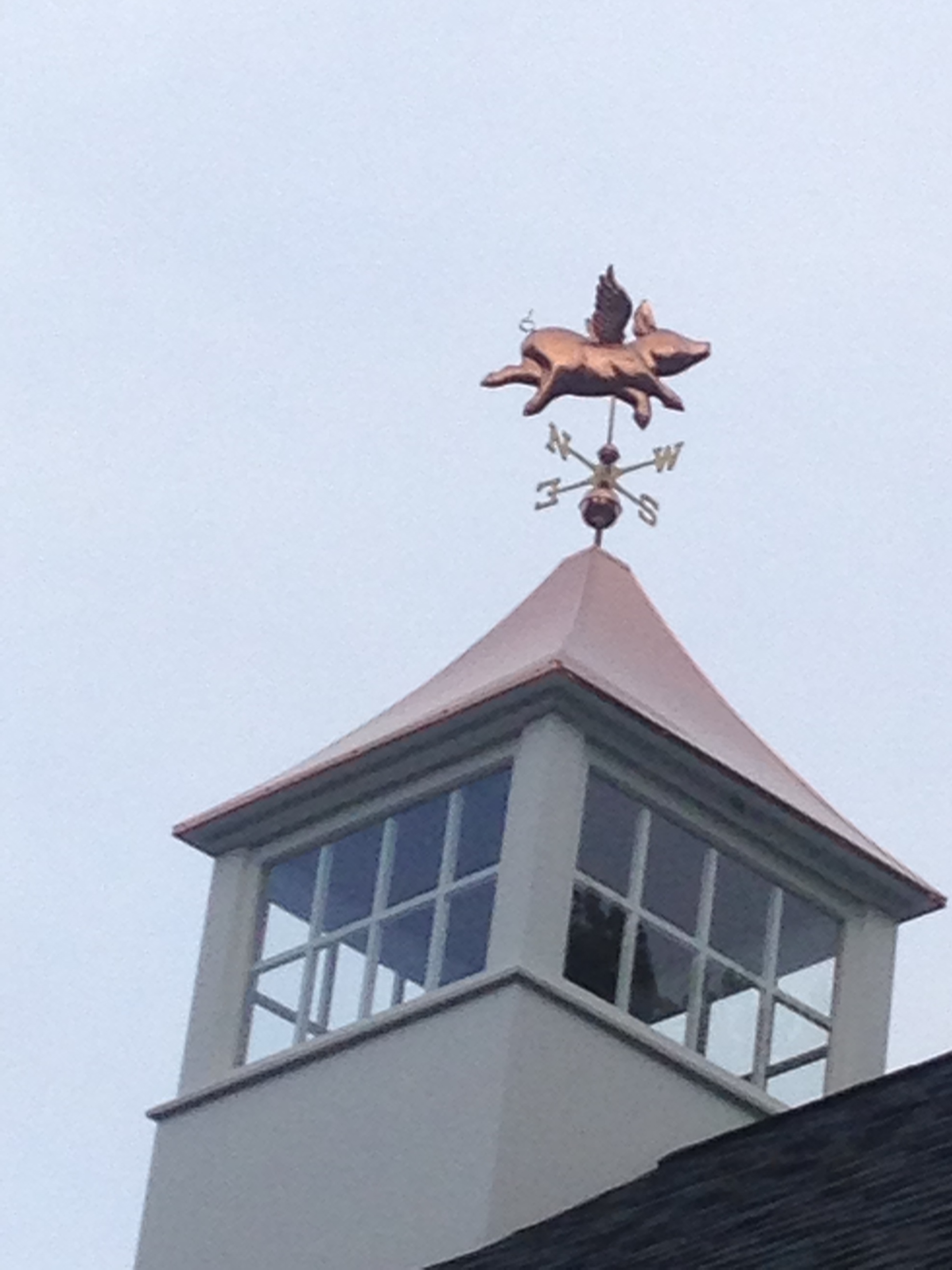 Weathervane on top of the Butternut Gardens LLC barn near the Little White Flower Cottage.