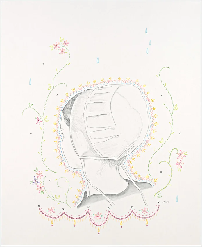 Vanités Sacrées. #5 (Amish - cap) - 2011, graphite and colored pencil on bristol.