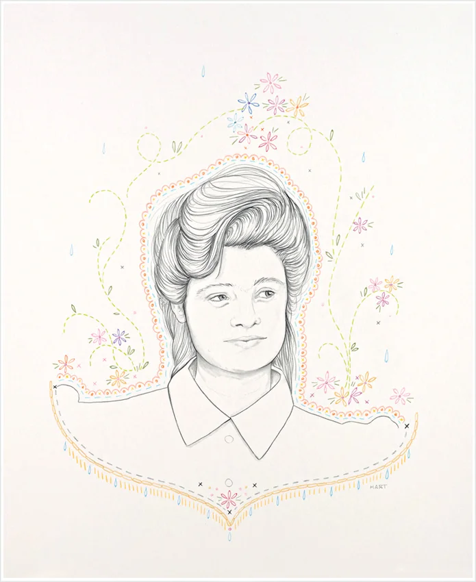 Vanités Sacrées. #6 (Yearning for Zion - pompadour) - 2011, graphite and colored pencil on bristol.