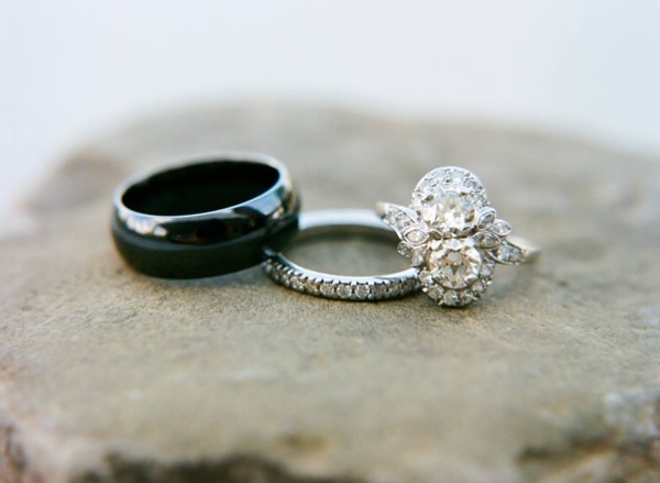 Her antique diamond ring and diamond band from Walton's.