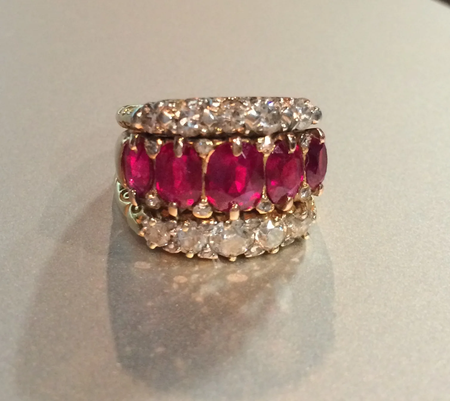 Ruby and Old European cut diamond ring. 