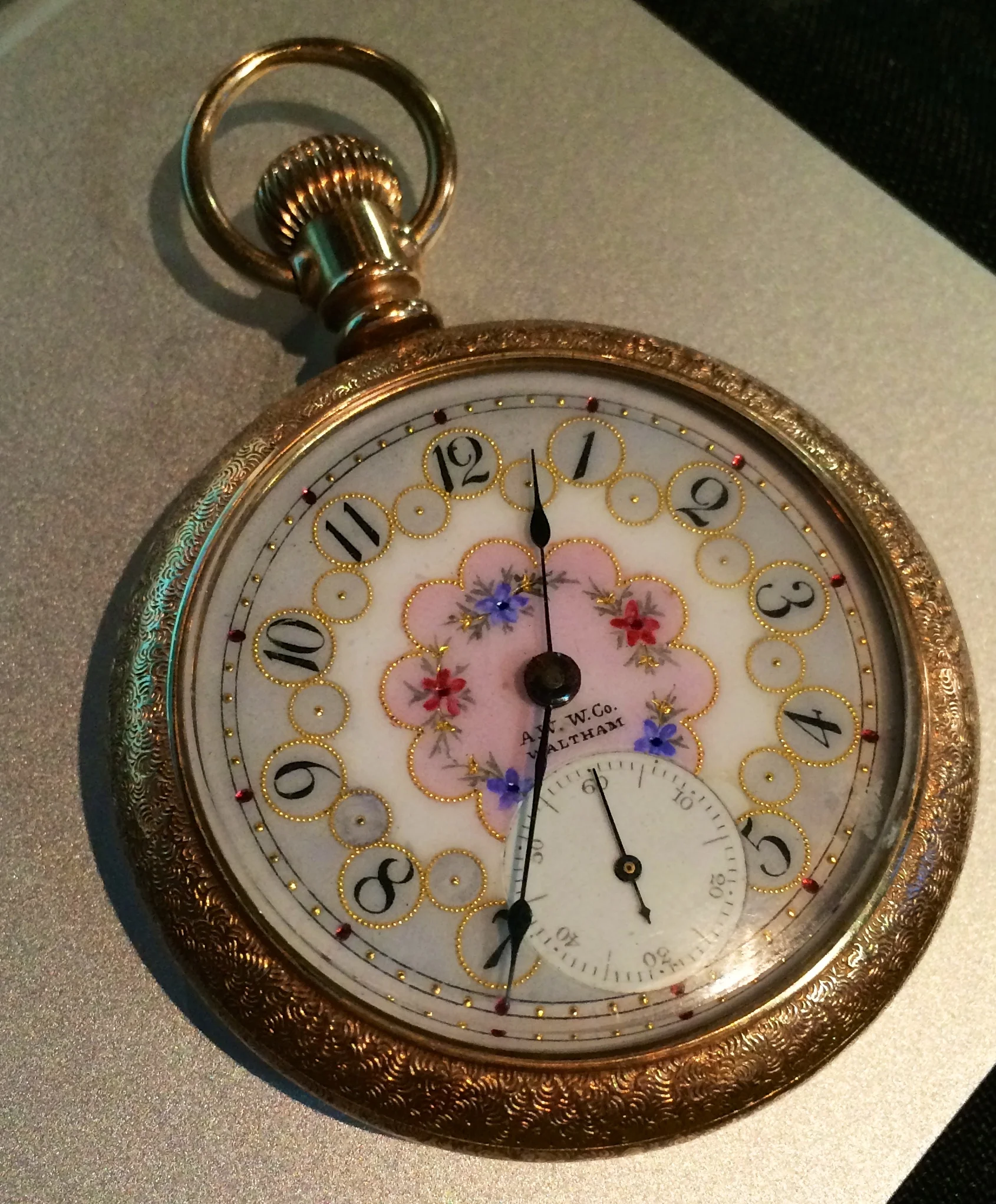 Turn of the century pocket watch with a beautifully detailed face. 