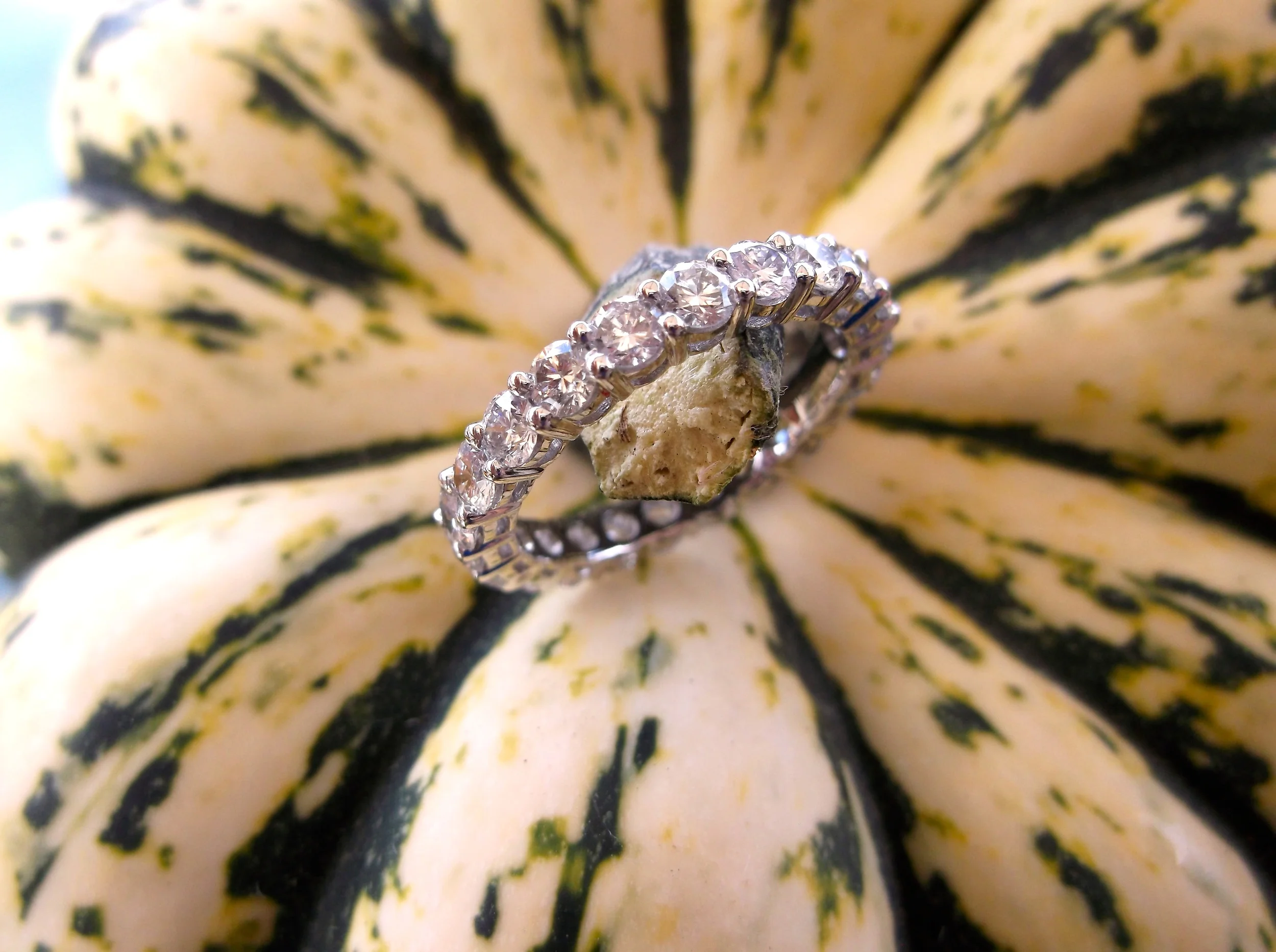 The perfect eternity band! 2.25 carats total weight in round brillant cut diamonds set in 18K white gold (size 6.75).