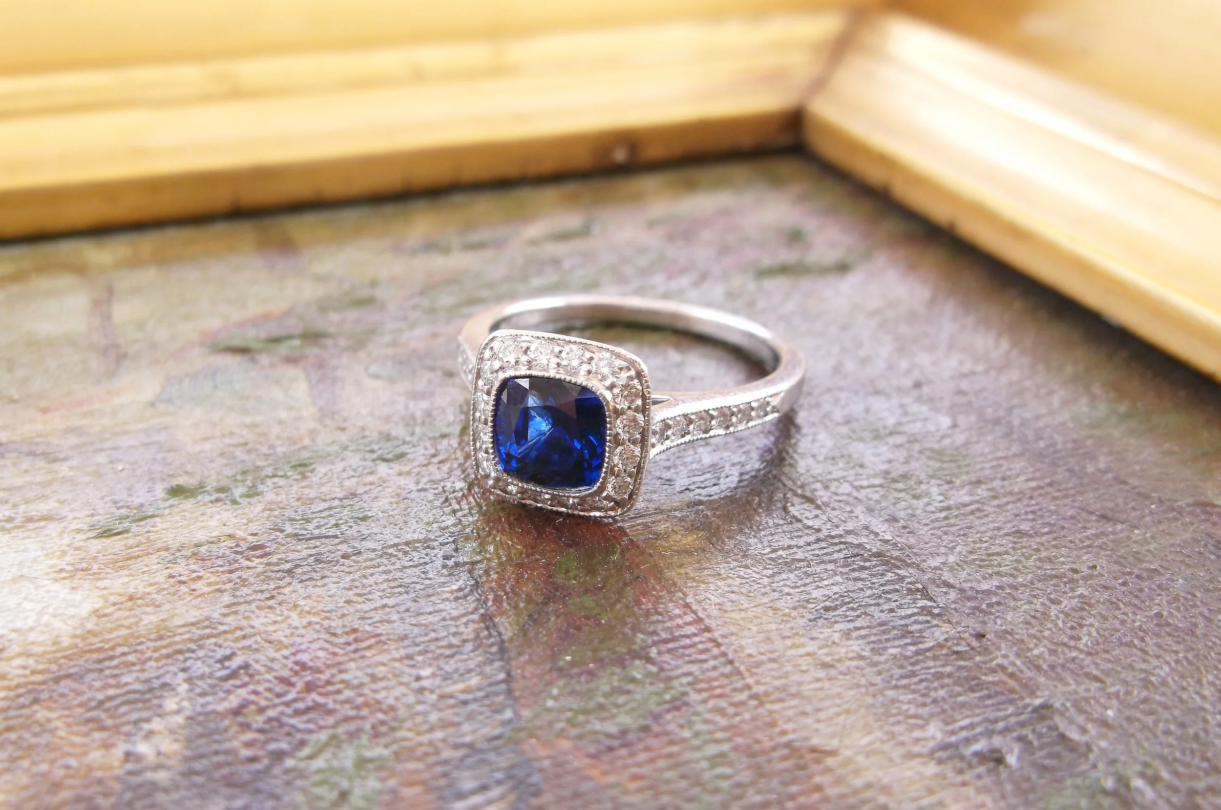 SOLD - Beautiful Tiffany & Company 1.33 carat sapphire set in a lovely diamond and platinum mounting. 