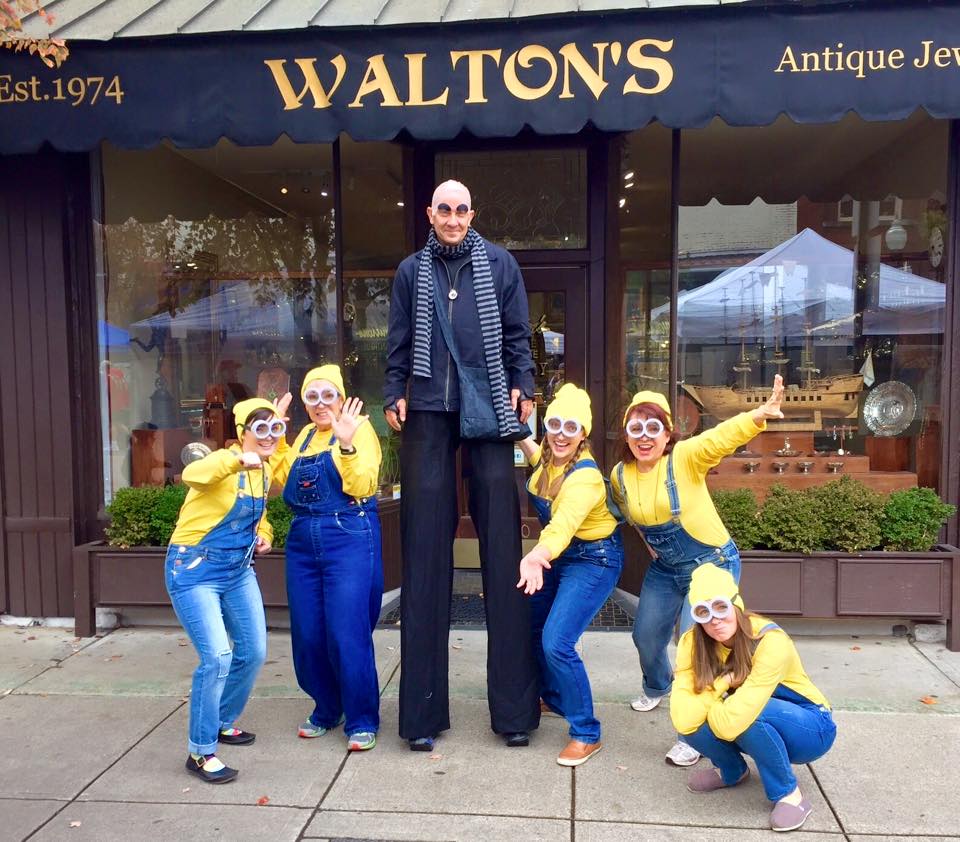 From left to right: Miller Salmon, Jan Speer, Michael Walton as Gru, Julie Walton, Pam White and Alice Myers