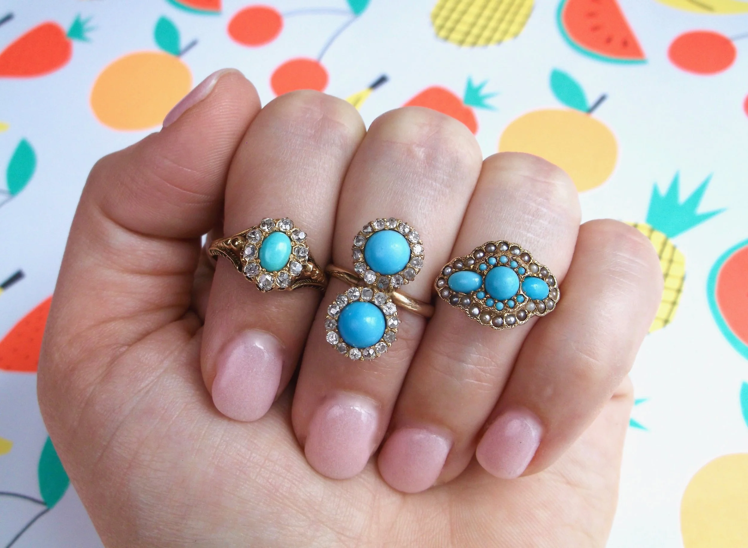 Freshly picked Victorian turquoise rings! Shop these beauties by clicking the "Gemstone Rings" category in the menu! 