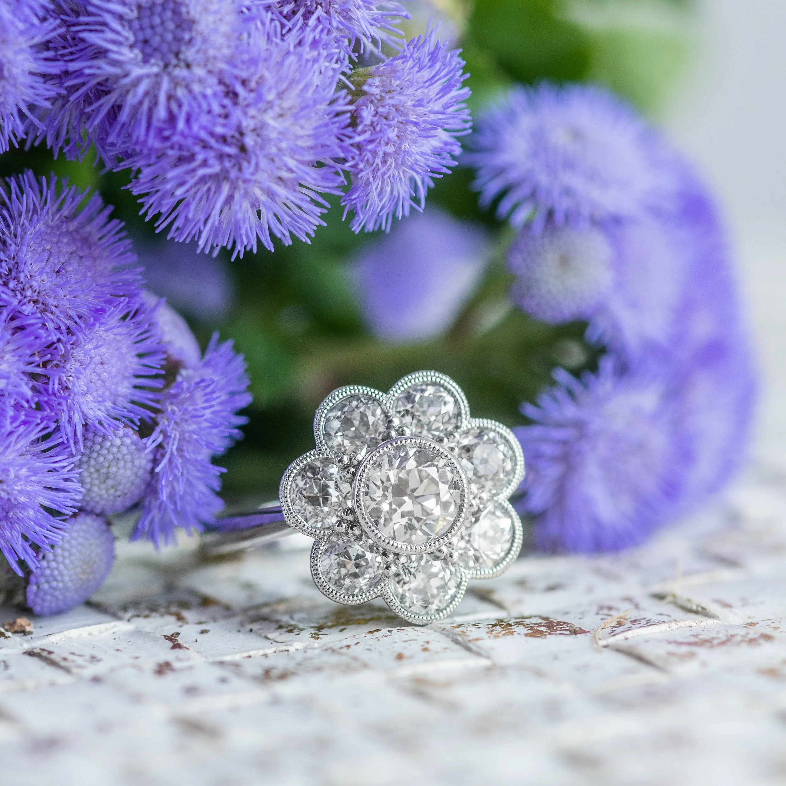 An Old European Diamond cluster ring to brighten your Tuesday! πππππ Shop this gorgeous ring HERE !