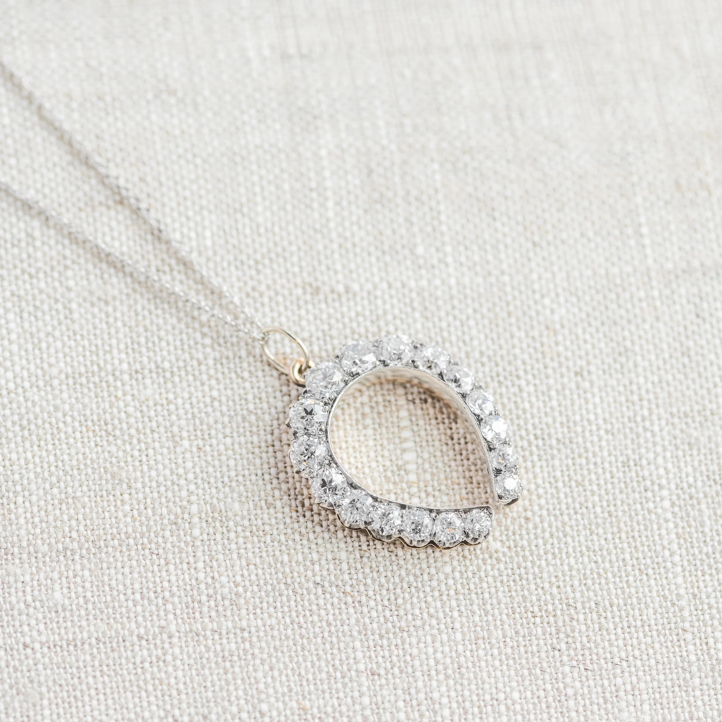 We much prefer our luck to be set with Old Mine cut diamonds! ππ΄ Click HERE to shop this stunning Victorian era Old Mine cut diamond horseshoe pendant!