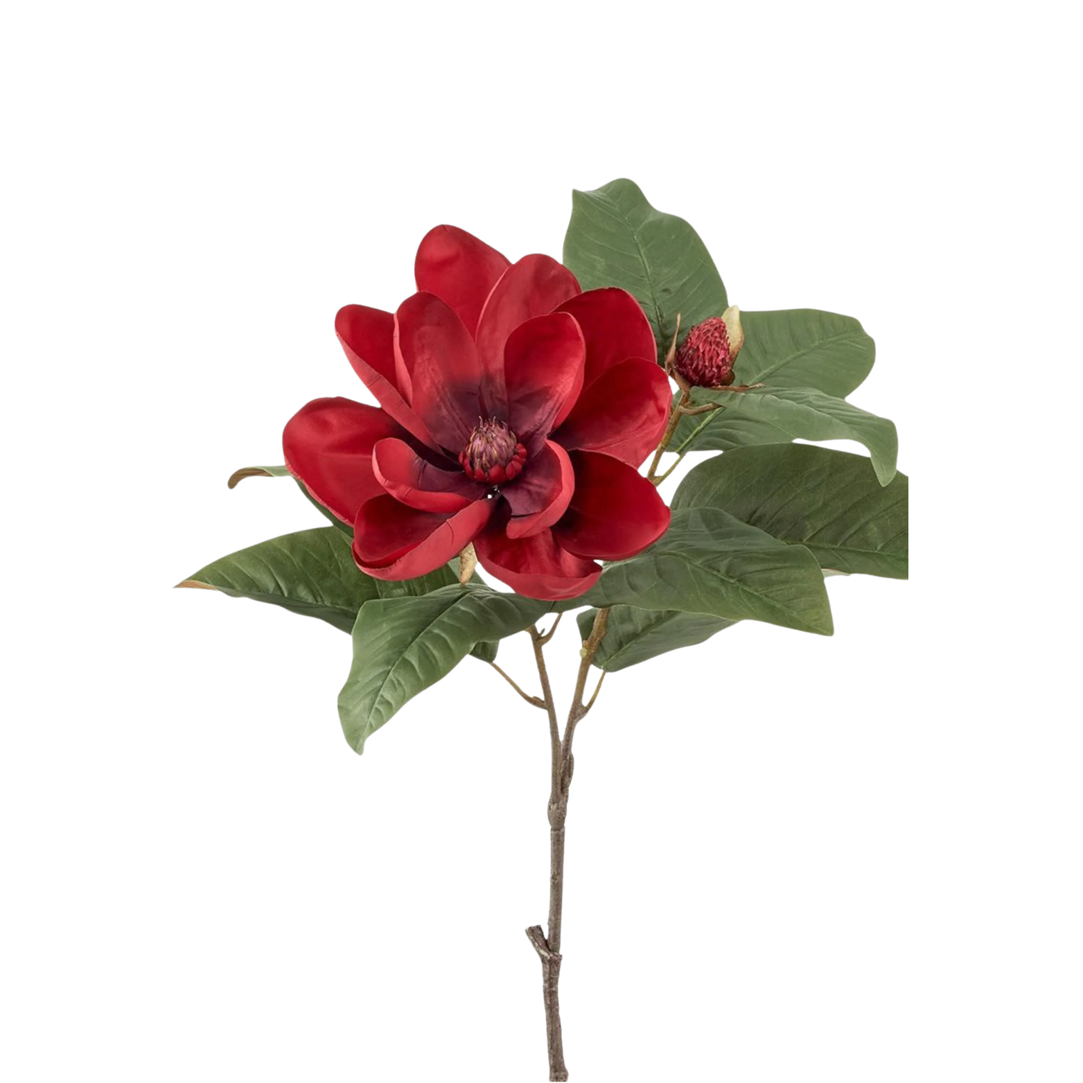 Faux Red Magnolia Stems