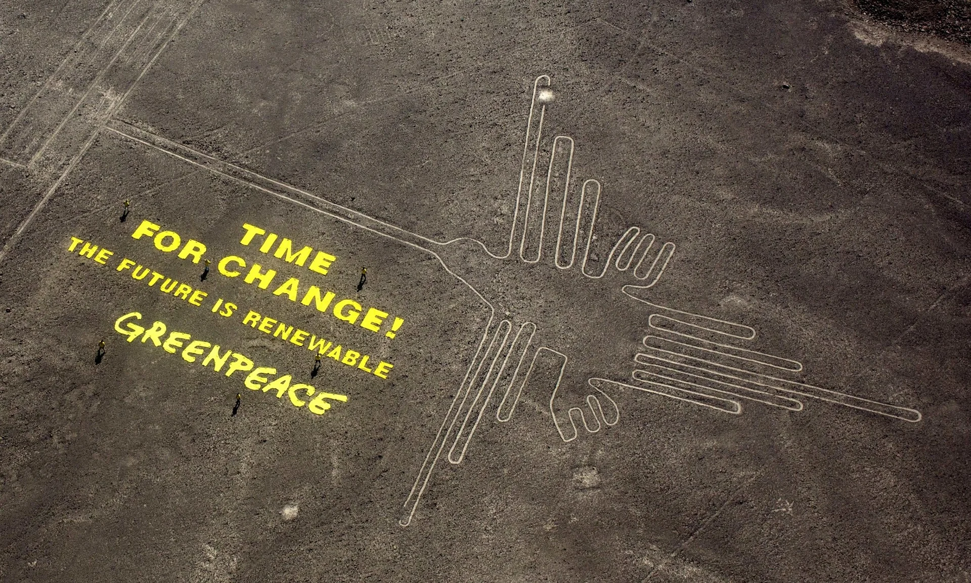 Yes they actually wrote on the ground, this is not photoshop magic,photograph Rodrigo Abd/AP