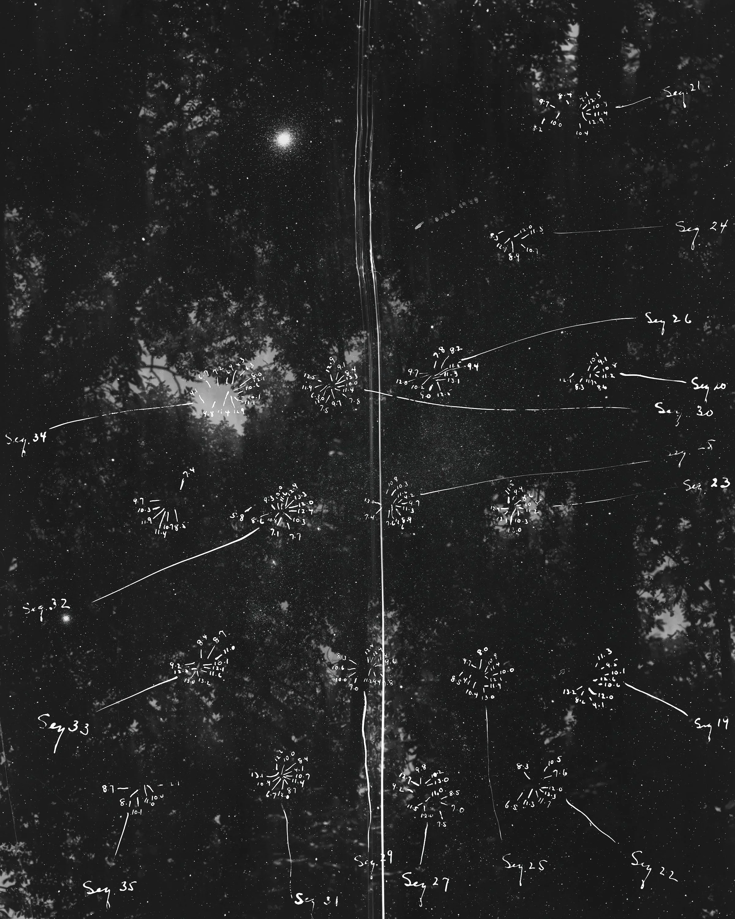 Night Studio: Obscure Traces (for Margaret W. Mayall) 10/06/1929 + 2025.  
Pigment print on rice paper 36" x 45"