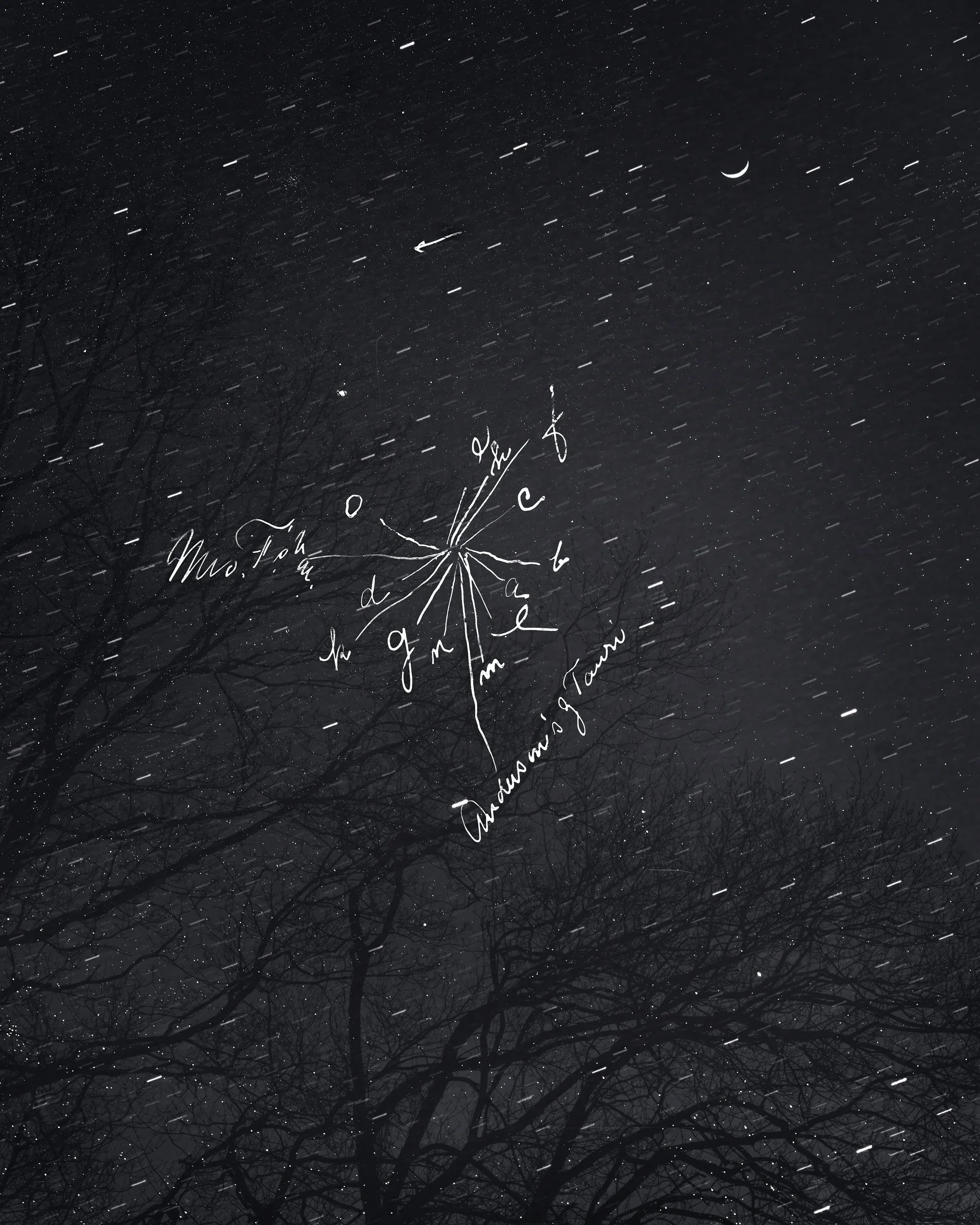 Night Studio: Obscure Traces (for Evelyn Boyd Granville); 03/02/1903 + 03/02/2025 
Pigment print on rice paper 36" x 45" 