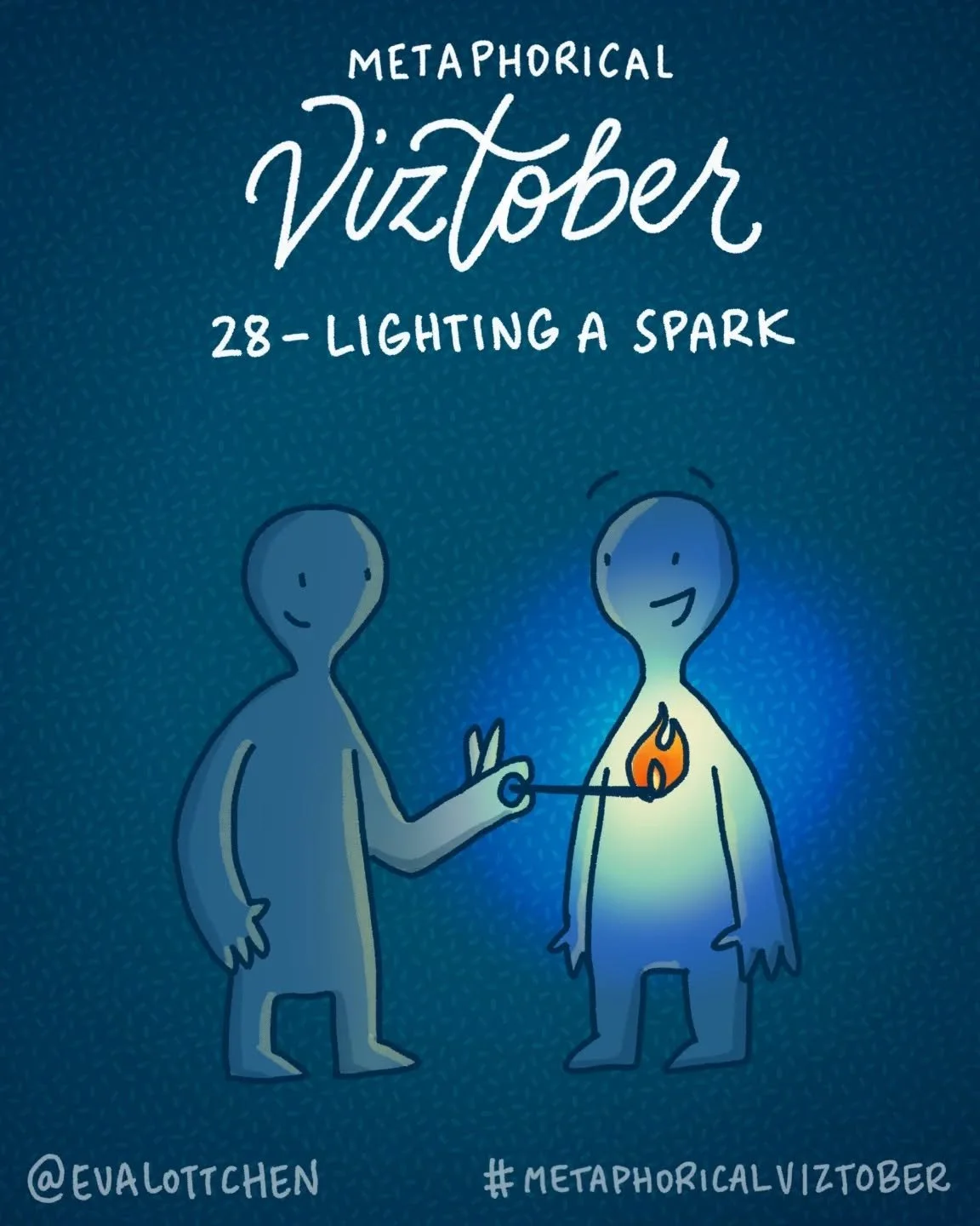 Viztober Day 28: Lighting a spark
[initiating an idea, excitement or a relationship, that has the potential to grow and evolve]

#viztober #viztober2025 #metaphoricalviztober