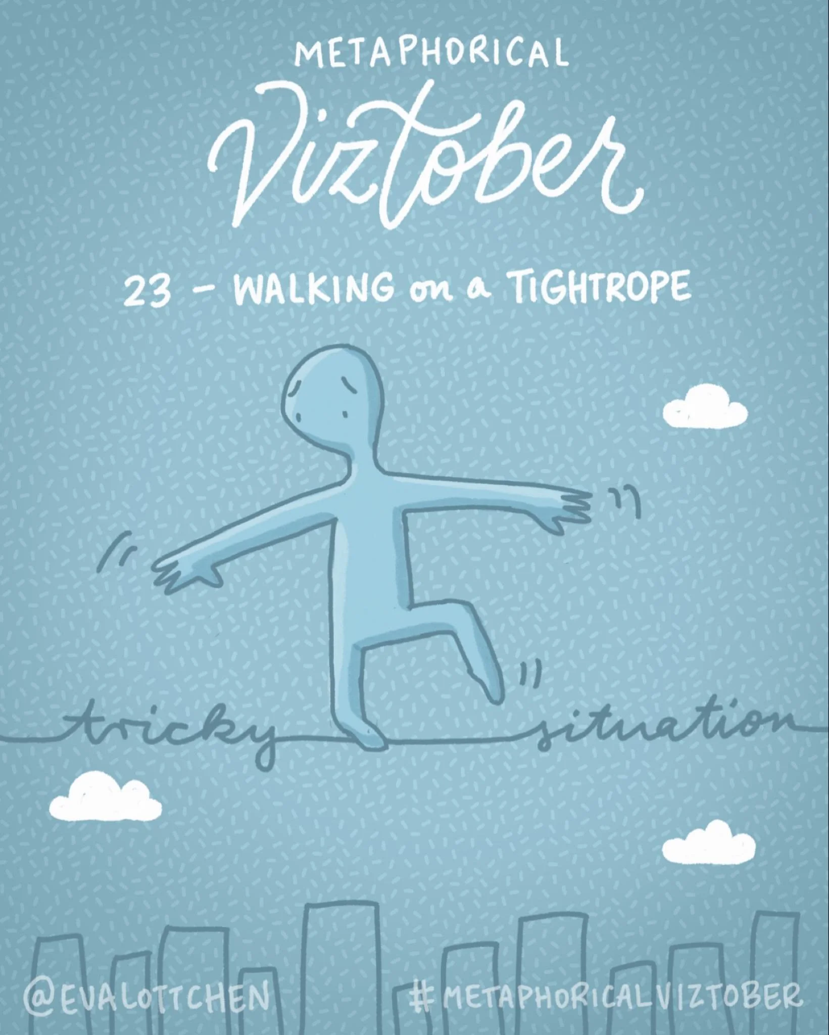 Viztober Day 23: Walking on a tightrope
[dealing with a difficult situation, especially one involving making a decision between two opposing plans of action]

#viztober #viztober2025 #metaphoricalviztober