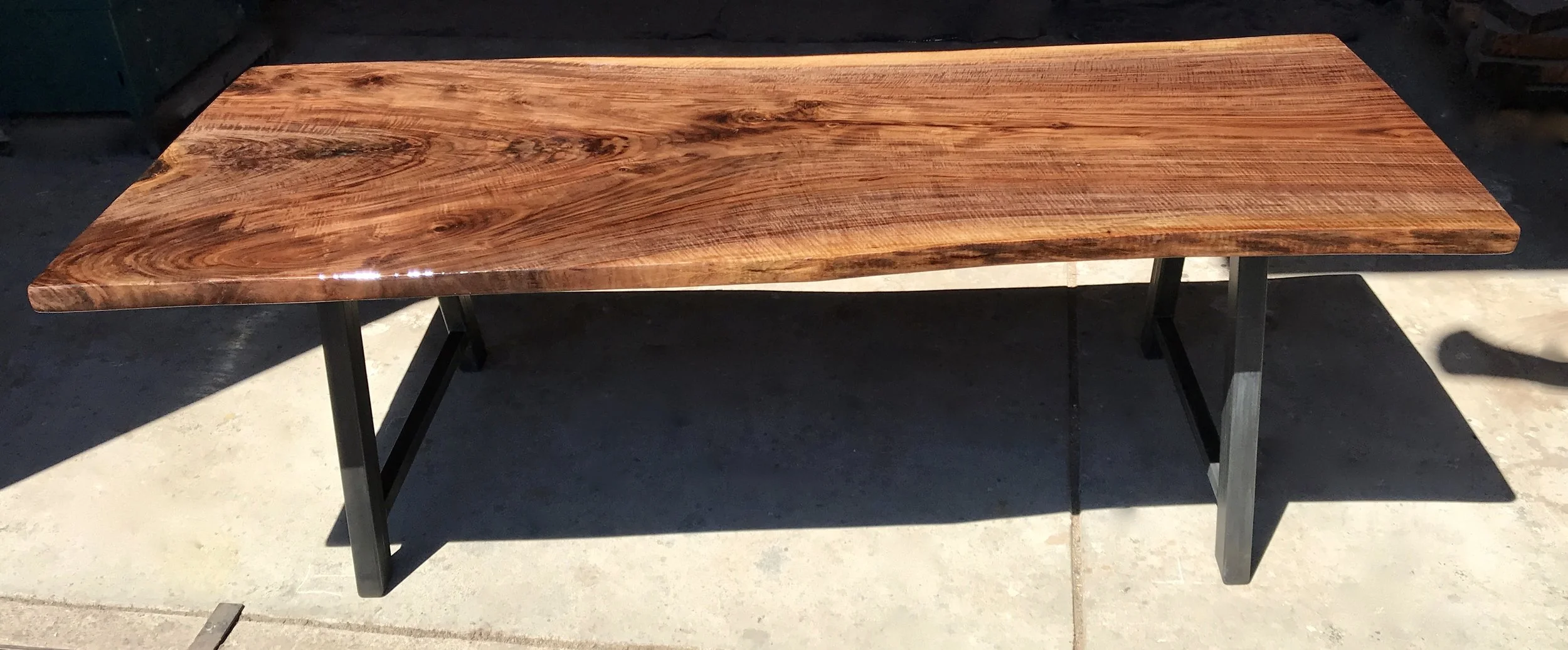 black walnut slab table, modern farmhouse style