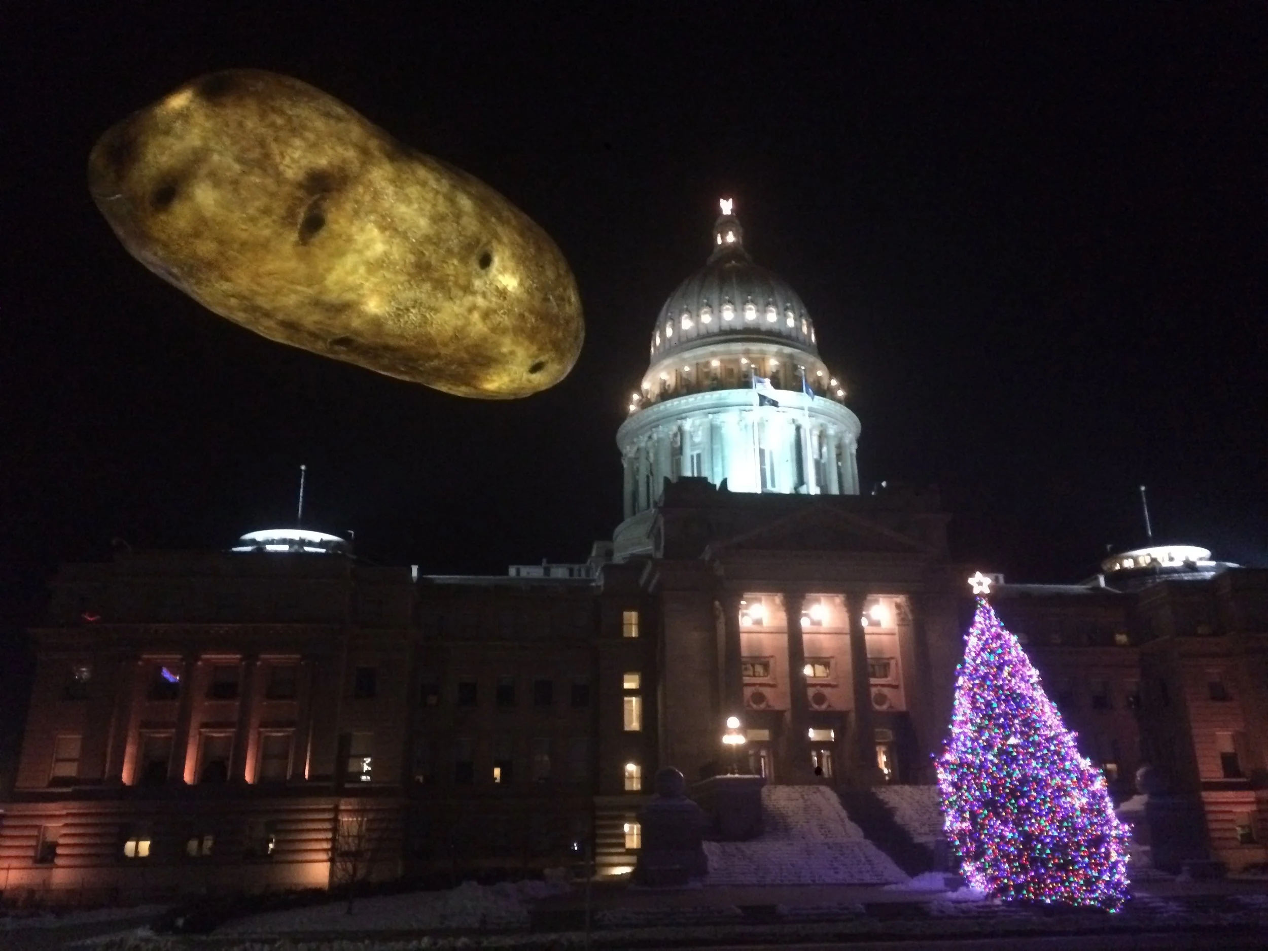 party potato, getting warmed up for its midnight drop.