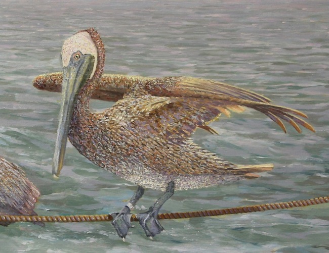 Balancing Act by William R. Beebe, (detail shot), 12 x 14, oil on board, SOLD