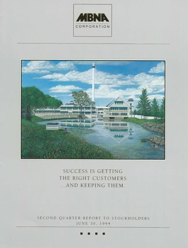 MBNA Quarterly Stockholders Report Cover, painting by William R. Beebe