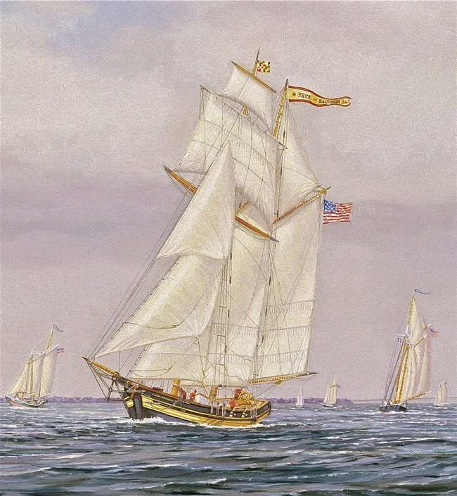 Friendly Rivals (detail of Pride of Baltimore II ) by William R. Beebe