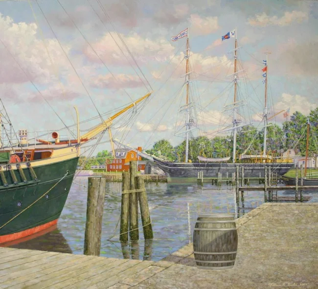 Mystic Flagships by William R. Beebe, 22 x 24, oil on board, $10,000