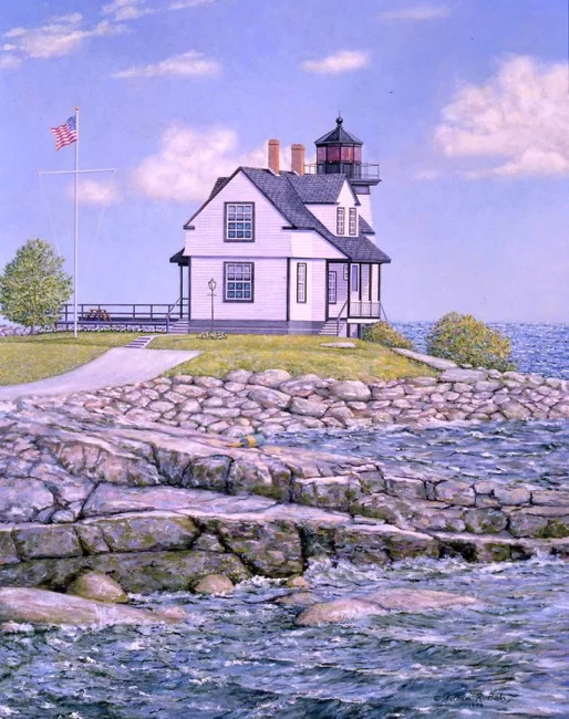 Prospect Harbor Light by William R. Beebe, Lithographic print